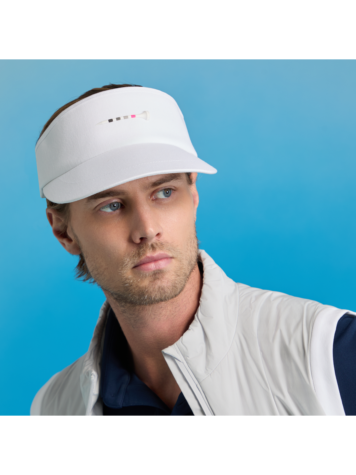 G/FORE Tee Bit Flat Brim Cotton Twill Visor, Herre - Snow