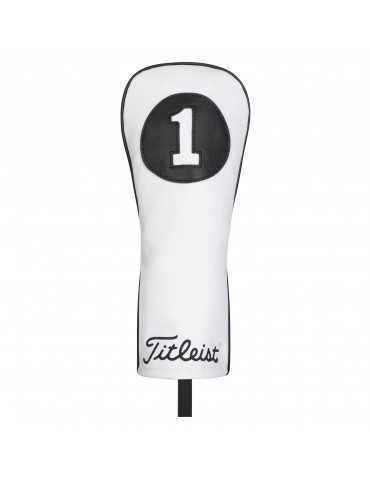 Titleist White and Black headcover i læder t/Driver